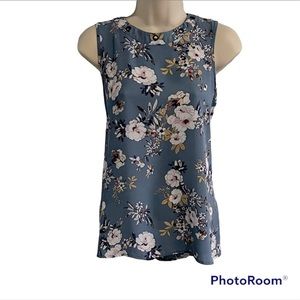 Pink Rose Top Large Blue and Floral
